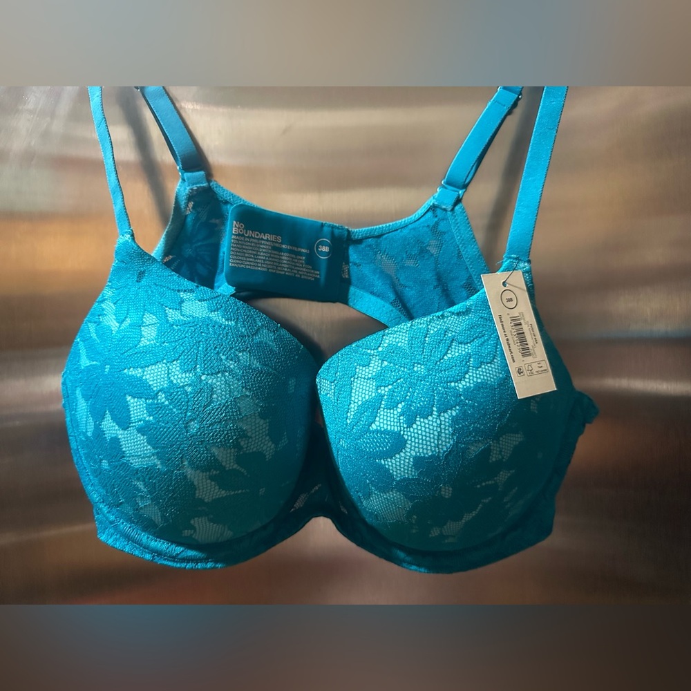 No Boundaries Women's Vibrant Teal Lace Bra